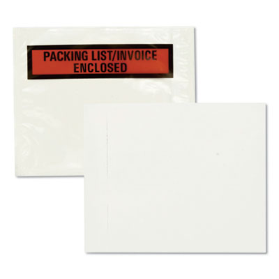 Self-Adhesive Packing List Envelope, 4.5 x 5.5, Clear/Orange, 100/Box